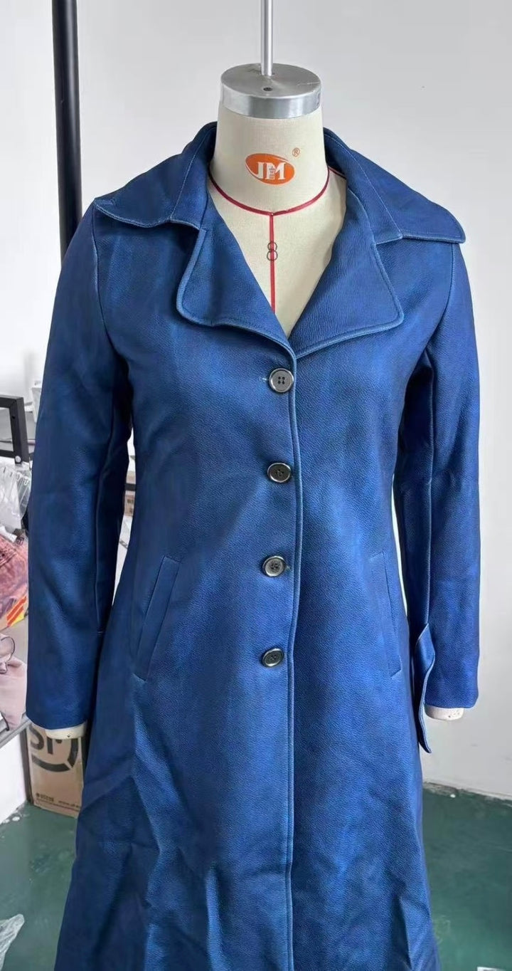Teresa | Płaszcz trench o strukturze zamszu w stylu vintage