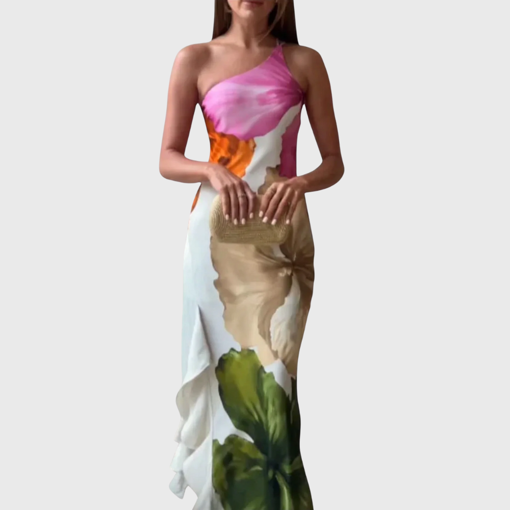 Elegancka Sukienka Maxi w Stylu Patchwork