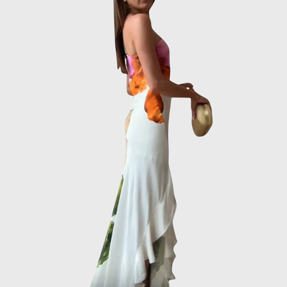 Elegancka Sukienka Maxi w Stylu Patchwork